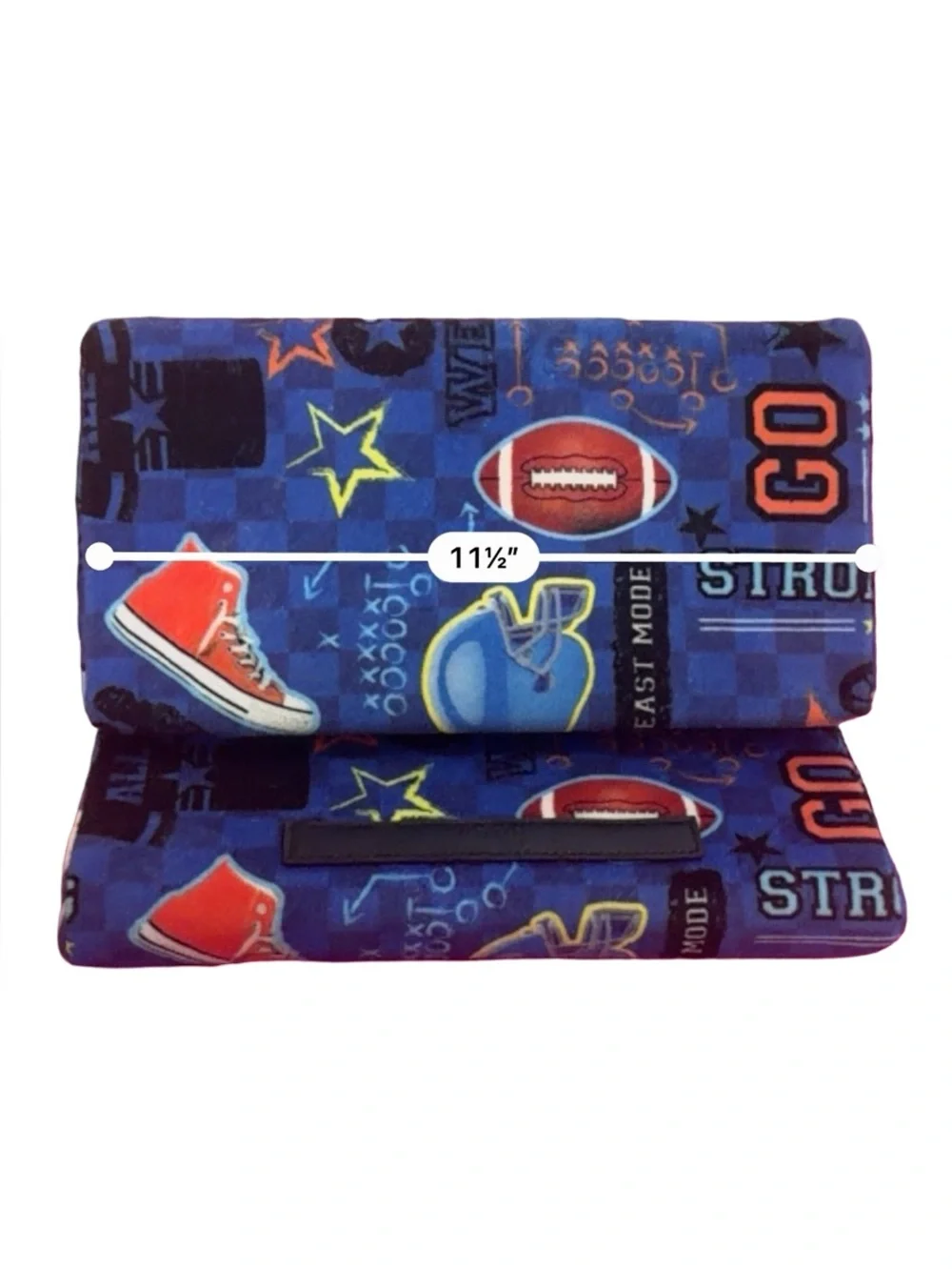 Iscream kids sports print plush folding tablet & laptop sleeve - size 11.5” x 7”